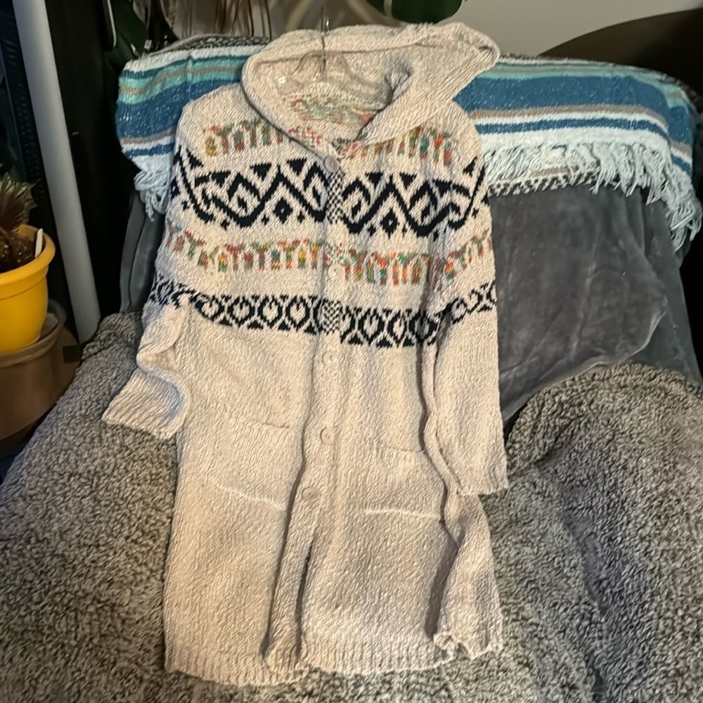 Hooded midi sweater coat